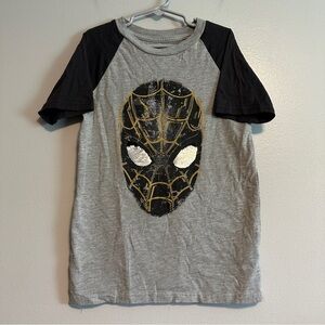 Spider-Man Kids Raglan Flip Sequins T-Shirt  Gray & Black Size M